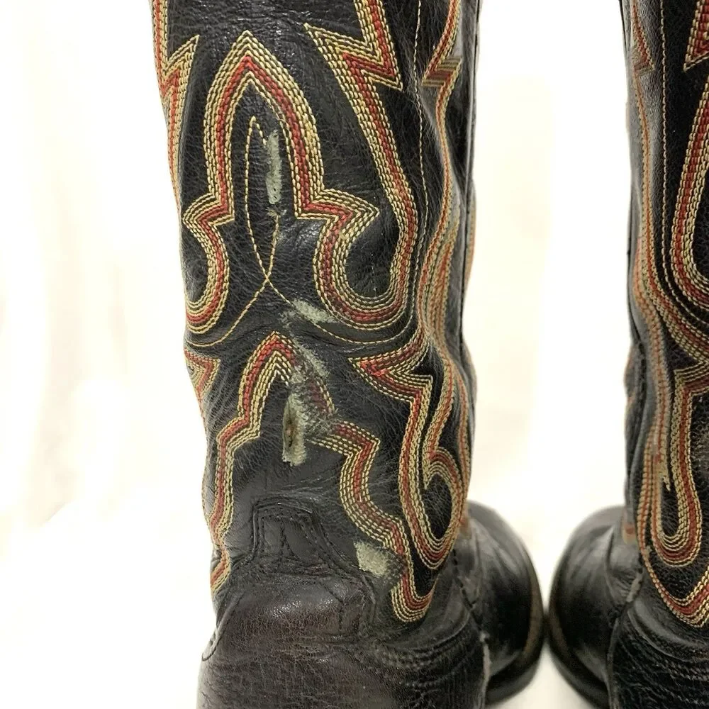 Ariat  38605 Black Leather Boots Red/Gold Stitching Men’s Size 7.5 D